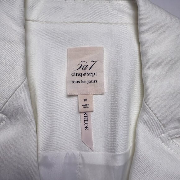 Cinq à Sept | Size 10 | Khloe White Denim Blazer | ($395) - Picture 2 of 9